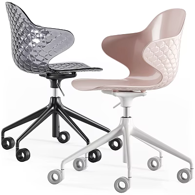 Modern Two Tone Office Chairs With Honeycomb Texture And Swivel Base 3d model