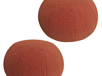 Two Round Terracotta Fabric Poufs Cozy Seating For Living Room Decor 3d model