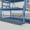 Multi Level Blue Metal Frame Parking Structure With Cars Parked On Multiple Floors