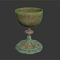 Vintage Metal Goblet With Intricate Carvings And Decorative Base For Home Use