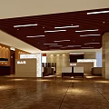Modern Cinema Lobby Interior With Wooden Ceiling Marble Counters And BAR Area