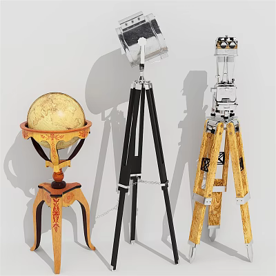 Modern spotlight compass measuring tool globe spotlight searchlight 3d model