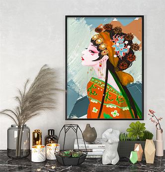 modern figure painting decorative painting 3d model