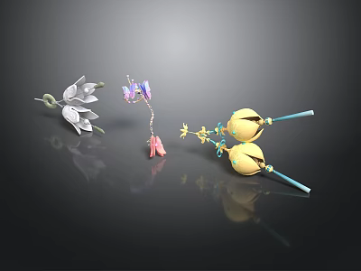 Decorative Household Items With Flower Bell Shapes In Various Colors Design 3d model