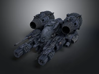 Sci-Fi Character Operating Battle Spaceship With Twin Engines And Intricate Cannon Structure 3d model
