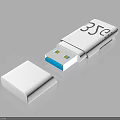 White USB Flash Drive With Cap And 35℃ Label Blue Yellow Interface Portable Storage Device 3d model
