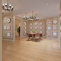 Elegant Decorative Plate Specialty Store Interior With Various Shapes Wall Decor Wooden Flooring And Chandeliers