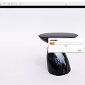 Black Modern Side Table With Sleek Glossy Surface And Unique Curved Base Design 3d model