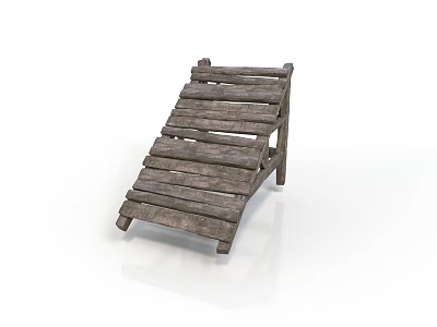 Wooden Slatted Chaise Lounge With Sturdy Frame For Outdoor Relaxing Natural Style Furniture 3d model