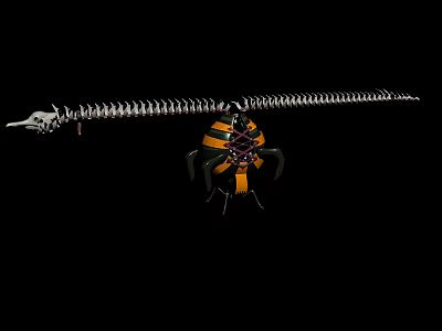 Game And Movie Character With Long Spine Tail Black And Yellow Stripes Fictional Monster Design 3d model