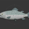 Light Blue And White Spotted Fish Toy With Glossy Surface And Rounded Shape 3d model