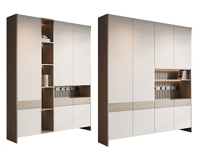 Modern Shoe Cabinet Interior Design With Open Shelves And Closed Storage Compartments 3d model