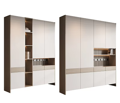 Modern Shoe Cabinet Interior Design With Open Shelves And Closed Storage Compartments 3d model