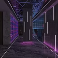 Elegant Modern KTV Corridor Design With Neon Lights And Marble Walls