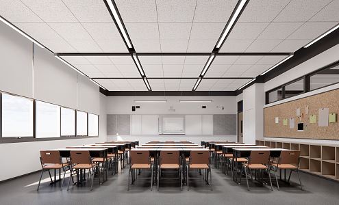 Modern classroom school ordinary classroom 3d model