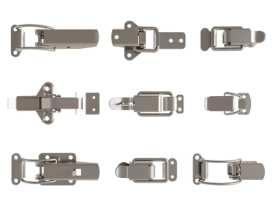 Various Metal Latches Hardware Accessories With Different Designs And Sizes 3d model