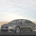 Silver Volkswagen Sedan Driving on Desert Road with Clear Blue Sky