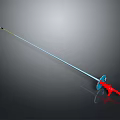 Long Handle Tool With Blue Head And Red Grip On Gray Surface