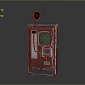 Vintage Red Metal Vending Machine With Green Screen And Coin Slot Details