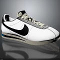 White Leather Upper Sneakers With Black Logo Blue Sole Trim And Classic Casual Design