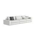 Modern White Leather Three Seater Sofa With Decorative Pillows And Comfortable Design 3d model