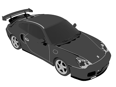 Black Sports Car With Rear Spoiler And Sporty Aerodynamic Design 3d model