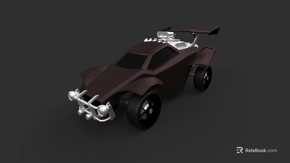 Brown Sporty Car With Black Wheels Silver Front Accents And Rear Spoiler 3d model 