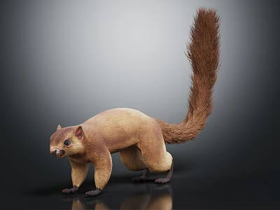 Detailed 3D Rendered Light Brown Squirrel with Long Bushy Tail in Standing Posture 3d model