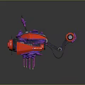 Red And Purple Sci Fi Mechanical Device With Circular Components And Support Arms 3d model