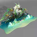Exquisite White Dragon Decorative Sculpture With Pine Trees Mountain Peaks And Colorful Flowers