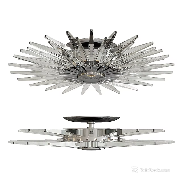 Elegant Modern Ceiling Light With Spiked Radial Chrome Design And Layered Structure 3d model