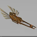 Ancient Style Wooden Winged Spacecraft Model With Intricate Frame Structure 3d model