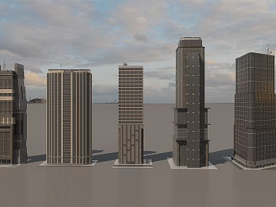 Modern High Rise Office Buildings With Glass Facades And Contemporary Design 3d model