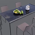 Outdoor Table with Chairs and Tabletop Setup Featuring White Teapot Bowl of Limes and Glass
