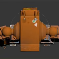 Orange Robot With Colorful Decorations And Mechanical Details In Playful Design