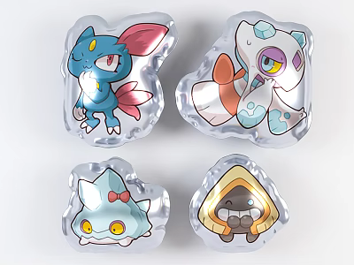 Inflatable Cartoon Character Toys With Transparent Casing And Colorful Animal Shapes 3d model