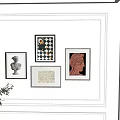 Wall Decor with Framed Artworks Sculpture and Geometric Patterns on White Wall 3d model