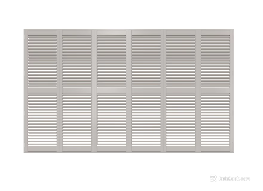 Gray Louvered Floor To Ceiling Window For Modern Interior Design 3d model 