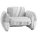 Stylish Single Sofa With Black And White Stripes And Rounded Armrests Design 3d model