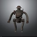 Retro Robot Character With Rusty Metallic Structure And Mechanical Arms Legs 3d model