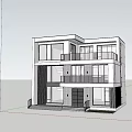Modern Two Story Detached Villa Exterior Design With Large Windows Balconies And Trees