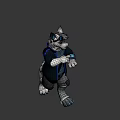 Game Movie Anthropomorphic Character With White Blue Fur Black Jacket And Mechanical Arm