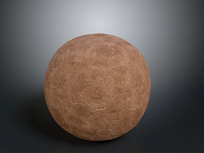 Homemade Artisanal Rustic Round Brown Cracked Bread Displayed on Simple Gray Background 3d model
