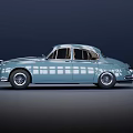 Light Blue Classic Sedan With Vintage Design And Shiny Body Details