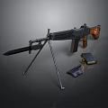 Vintage Assault Rifle Featuring Bayonet Tripod And Magazine Clips