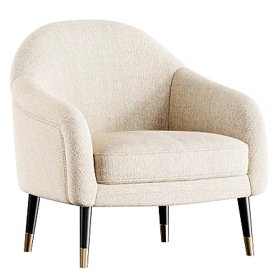 Modern Beige Upholstered Accent Chair with Curved Arms and Black Gold Legs 3d model