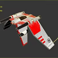Red And White Spacecraft Model With Wings Black Thrusters And Main Body Structure 3d model
