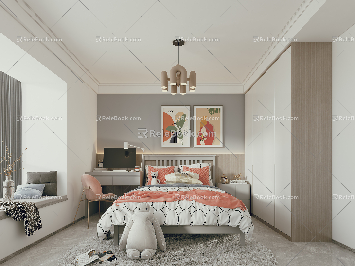 Modern Children's Room Girls Room 3d model