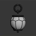 Vintage Black Pendant Light With White Geometric Glass Shade And Metal Hook