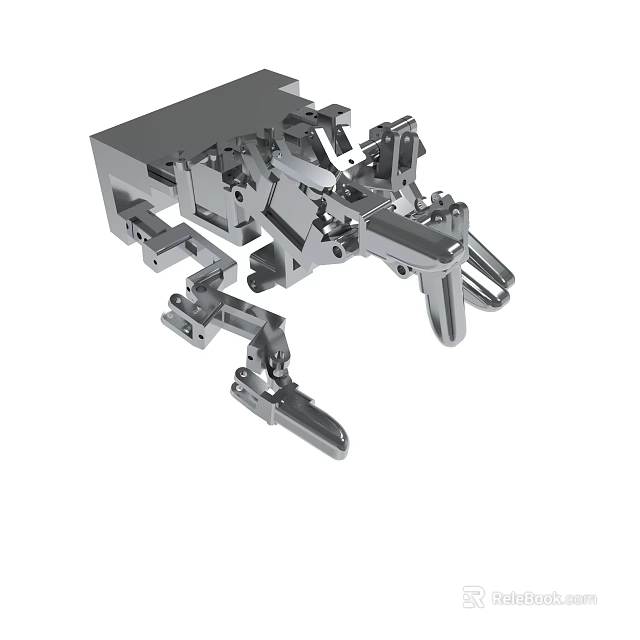 Mechanical Structure With Metal Components And Precision Engineering Design 3d model 